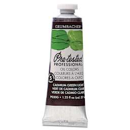 Grumbacher Pre-Tested Artists' Oil Color - Cadmium Green Light, 1.25 oz tube