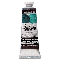 Grumbacher Pre-Tested Artists' Oil Color - Permanent Green Bright, 1.25 oz tube
