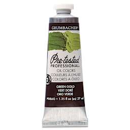 Grumbacher Pre-Tested Artists' Oil Color - Green Gold Hue, 1.25 oz tube