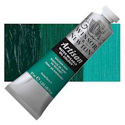 Winsor & Newton Artisan Water Mixable Oil Paint - Viridian Hue, 37 ml tube and swatch