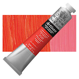 Winsor & Newton Artisan Water Mixable Oil Paint - Cadmium Red Hue, 200 ml tube and swatch