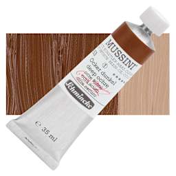 Schmincke Mussini Oil Color - Deep Ochre, 35 ml tube and swatch