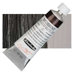 Schmincke Mussini Oil Color - Transparent, Asphaltum Brown Translucent, 35 ml Tube and swatch