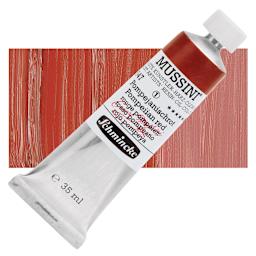 Schmincke Mussini Oil Color - Pompeiian Red, 35 ml tube and swatch