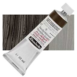 Schmincke Mussini Oil Color - Vandyke Brown, 35 ml tube and swatch