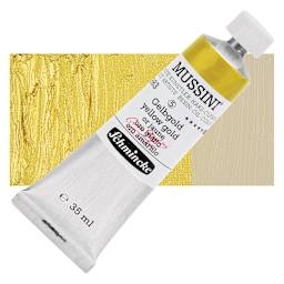 Schmincke Mussini Oil Color - Yellow Gold, 35 ml tube and swatch