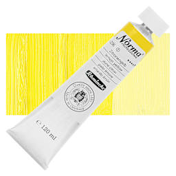 Schmincke Norma Professional Oil Paint - Lemon Yellow, 120 ml, Tube and swatch