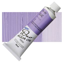 Holbein Duo Aqua Water Soluble Oil - Lilac, 40 ml tube and swatch