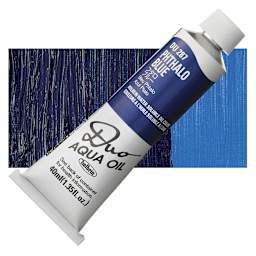 Holbein Duo Aqua Water Soluble Oil - Phthalo Blue, 40 ml tube and swatch