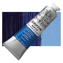 Winsor & Newton Griffin Alkyd - Ultramarine (Green Shade), 37 ml tube and swatch