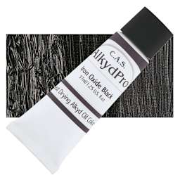 CAS AlkydPro Fast-Drying Alkyd Oil Color - Iron Oxide Black, 37 ml tube and swatch