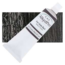 CAS AlkydPro Fast-Drying Alkyd Oil Color - Iron Oxide Black, 70 ml tube and swatch