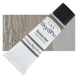 CAS AlkydPro Fast-Drying Alkyd Oil Color - Stainless Steel, 37 ml tube and swatch