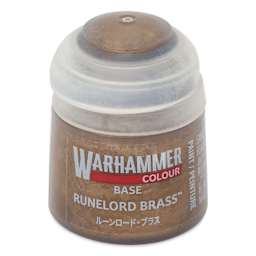 Warhammer Base Acrylic Paint - Runelord Brass, 12 ml jar