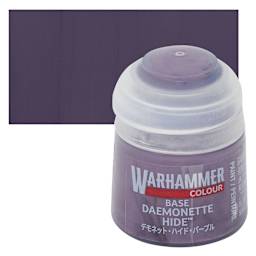 Warhammer Base Acrylic Paint - Daemonette Hide, 12 ml jar and swatch