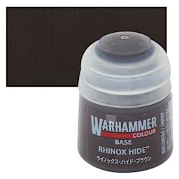 Warhammer Base Acrylic Paint - Rhinox Hide, 12 ml jar and swatch