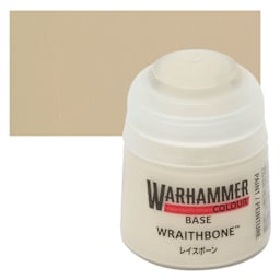 Warhammer Base Acrylic Paint - Wraithbone, 12 ml jar and swatch