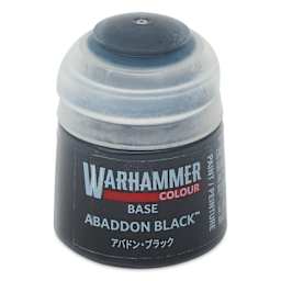 Warhammer Base Acrylic Paint - Abaddon Black, 12 ml jar