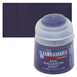 Warhammer Base Acrylic Paint - Naggaroth Night, 12 ml jar and swatch