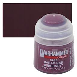 Warhammer Base Acrylic Paint - Barak-Nar Burgundy, 12 ml jar and swatch