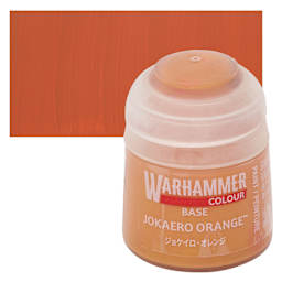 Warhammer Base Acrylic Paint - Jokaero Orange, 12 ml jar and swatch