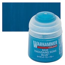 Warhammer Base Acrylic Paint - Thousand Sons Blue, 12 ml jar and swatch