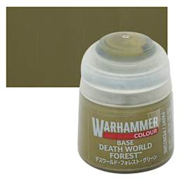 Warhammer Base Acrylic Paint - Deathworld Forest, 12 ml jar and swatch
