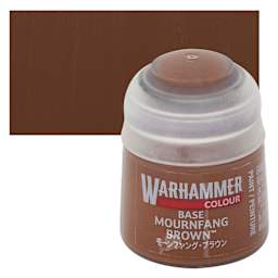 Warhammer Base Acrylic Paint - Mournfang Brown, 12 ml jar and swatch