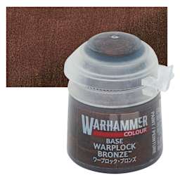 Warhammer Base Acrylic Paint - Warplock Bronze, 12 ml jar and swatch