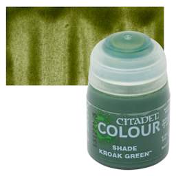 Citadel Shade Acrylic Paint - Kroak Green, 18 ml, bottle and swatch