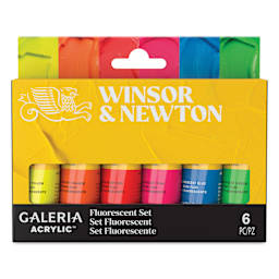 Winsor & Newton Galeria Acrylics - Set of 6, Fluorescent Colors, 20 ml front of package