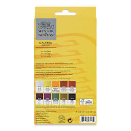 Winsor & Newton Galeria Acrylic Paint - Set of 10, Assorted Colors, 12 ml, Tubes (Back of packaging)