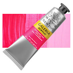 Winsor & Newton Galeria Flow Acrylics - Fluorescent Pink, 60 ml Tube and swatch