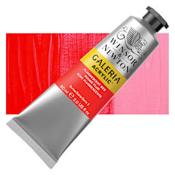 Winsor & Newton Galeria Flow Acrylics - Fluorescent Red, 60 ml Tube and swatch