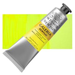 Winsor & Newton Galeria Flow Acrylics - Fluorescent Yellow, 60 ml Tube and swatch