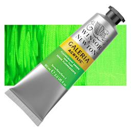 Winsor & Newton Galeria Flow Acrylics - Fluorescent Green, 60 ml Tube and swatch