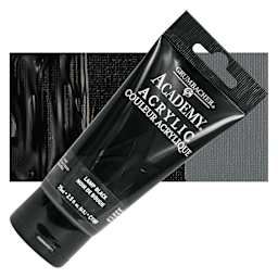 Grumbacher Academy Acrylic - Lamp Black, 75 ml tube and swatch