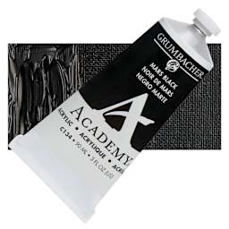 Grumbacher Academy Acrylic - Mars Black, 90 ml tube and swatch