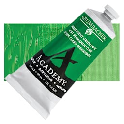 Grumbacher Academy Acrylic - Permanent Green Light, 90 ml tube and swatch