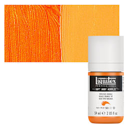 Liquitex Soft Body Artist Acrylic - Vivid Red Orange, 59 ml bottle and swatch