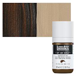 Liquitex Soft Body Artist Acrylic - Transparent Raw Umber, 2 oz bottle and swatch