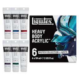 Liquitex Professional Heavy Body Acrylics - Set of 6, Muted Colors, 59 ml, contents and packaging