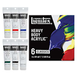 Liquitex Professional Heavy Body Acrylics - Set of 6, Classic Colors, 59 ml, set contents and packaging