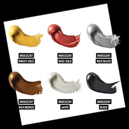 Set content color list. Iridescent Bright Gold, Iridescent Rose Gold, Iridescent Rich Silver, Iridescent Rich Bronze, Iridescent White, Iridescent Black.