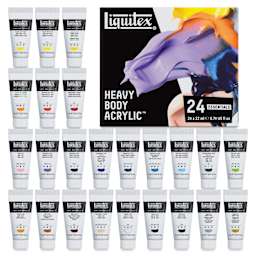 Liquitex Professional Heavy Body Acrylics - Set of 24, Essential Colors, 22 ml, set contents and packaging
