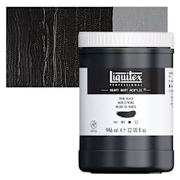 Liquitex Heavy Body Artist Acrylic - Ivory Black, 32 oz Jar and swatch