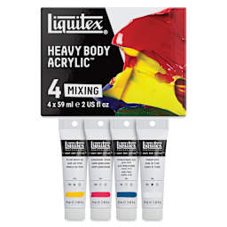 Liquitex Professional Heavy Body Acrylics - Set of 4, Primary Colors, 2 oz, contents and packaging