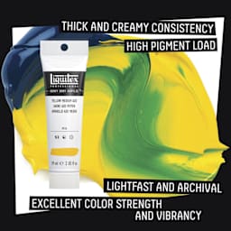 Thick and creamy consistency. High pigment load. Lightfast and archival. Excellent color strength and vibrancy.