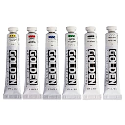 Golden Heavy Body Artist Acrylic Set - Intro Set of 6, Assorted Colors, 22 ml Tubes (out of packaging)