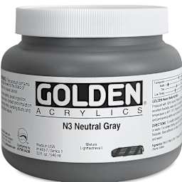 Golden Heavy Body Artist Acrylics - Neutral Gray N3, 32 oz Jar